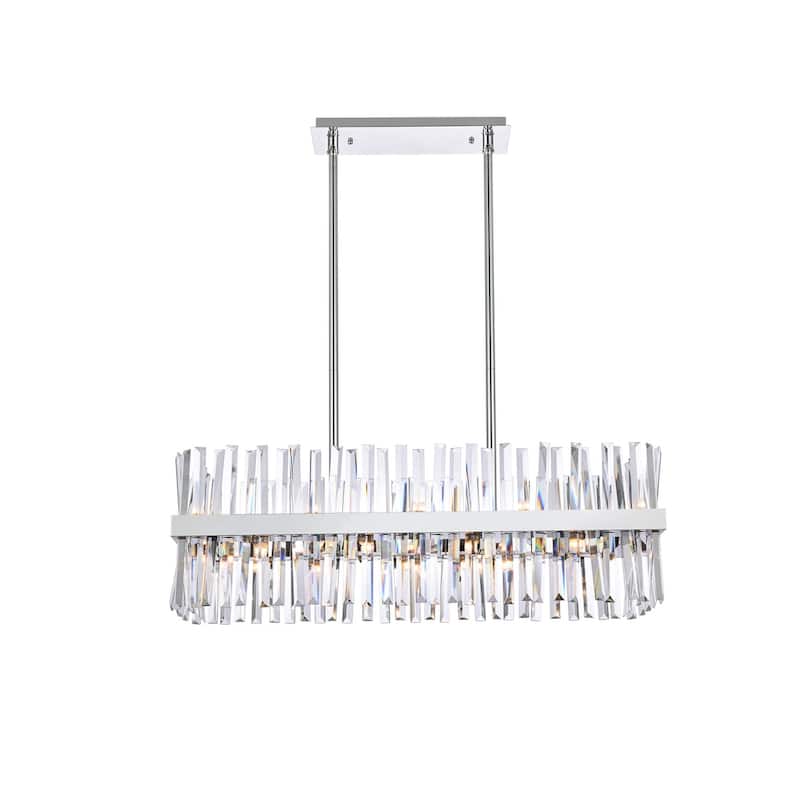 Indigo Home 36 inch crystal rectangle chandelier light - Chrome
