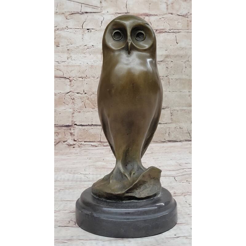 Bronze Metal Owl Bird Sculpture Statue Figure Original Art By Milo On Marble Base