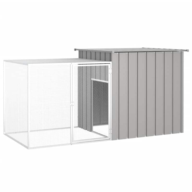 vidaXL Chicken Coop Multipurpose Chicken House with Mesh Cage Galvanized Steel - 78.7" x 35.8" x 39.4" - Gray