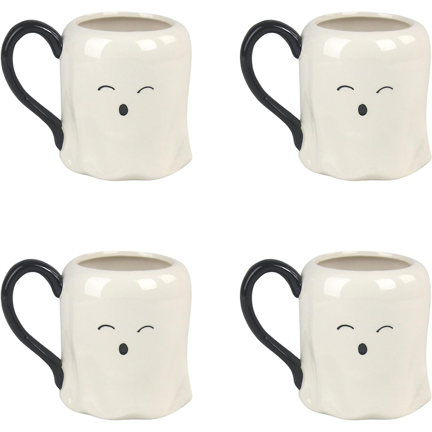 Ceramic Halloween Ghost Mug, Set of 4