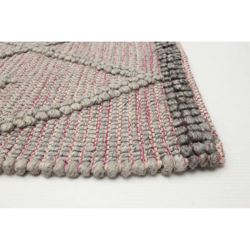 ECARPETGALLERY Braid weave Sienna Grey Wool Rug - 6'2 x 8'11