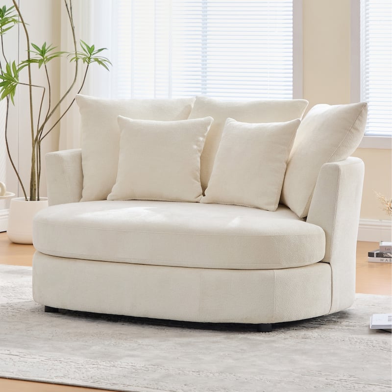 55.1" W Accent Barrel Chair,Modern Oversized Sofa Chair with 5 Pillows