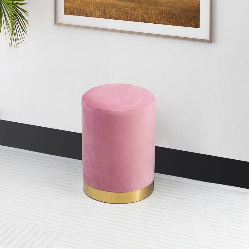 Adeco Footstool Ottoman Vanity Stool with Gold Base