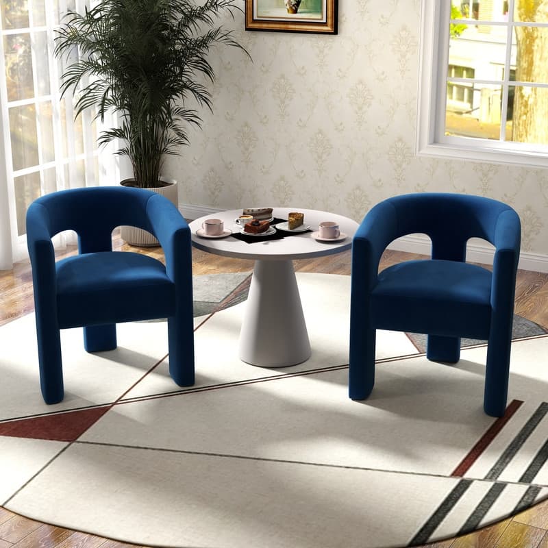 SEYNAR Modern Glam Velvet Upholstered Dining Chair, Open-Back Accent Chair Set of 2