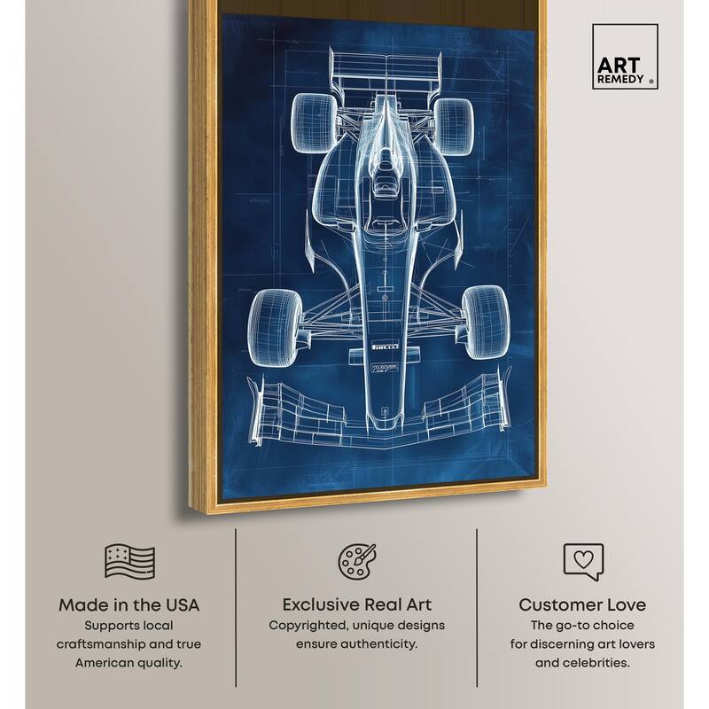 Race Car Blueprint Canvas by Art Remedy