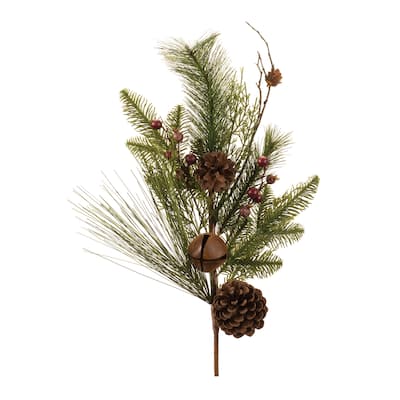 Pine and Sleigh Bell Spray (Set of 6)
