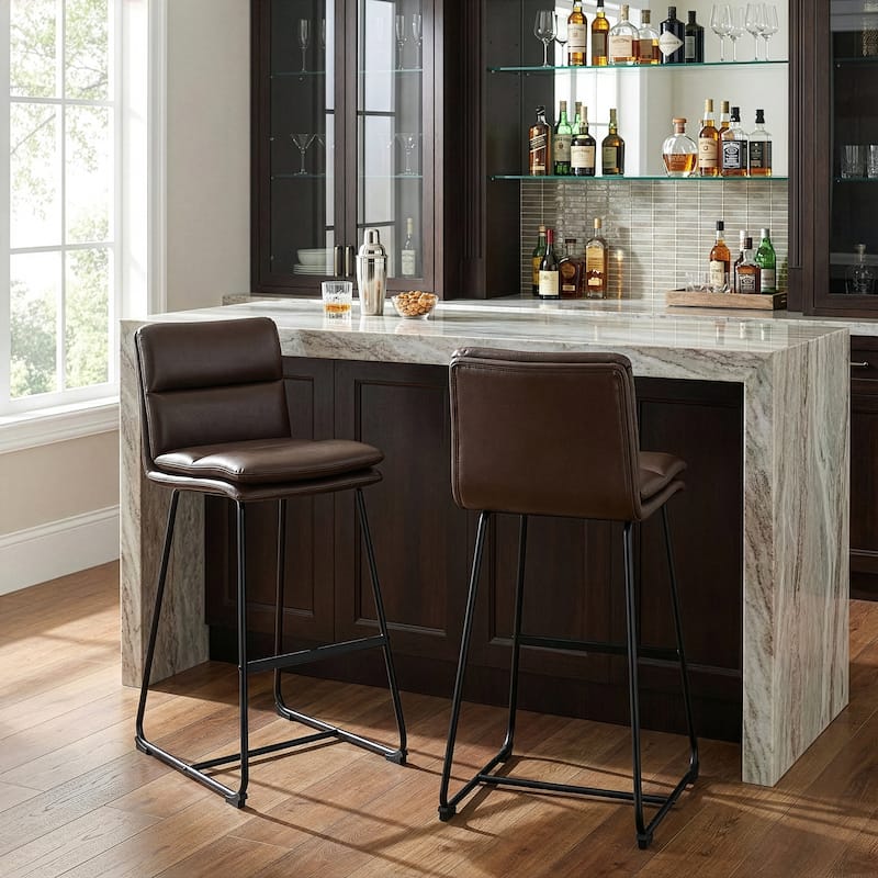 Set of 2 Aulani Upholstered Metal Frame Bar Stool