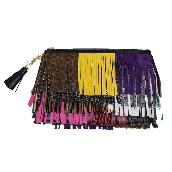 Saint Laurent Joulie Pouch Multicolor Leather Tassel Fringes 403418 CWU21