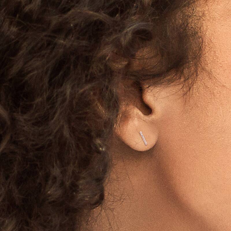 Miadora Diamond Accent Vertical Bar Stud Earrings in 14k Rose Gold