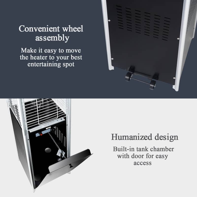 Pamapic 42,000 BTU Outdoor Pyramid Flame Patio Heater with Cover, Wheels