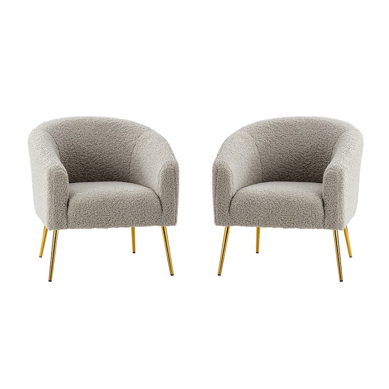 Rovigo Modern Upholstered Living Room Chair Barrel Chair with Metal Legs Set of 2 by HULALA HOME