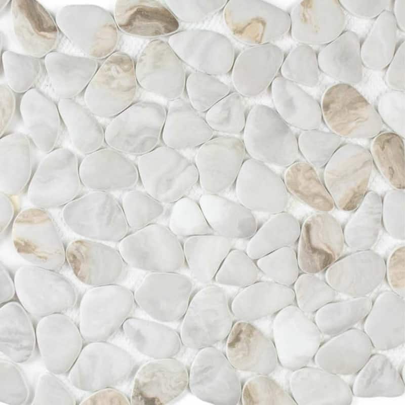 Huron Rock 12x12 Matte Glass Pebble Mosaic Tile - Floor, Wall, Backsplash