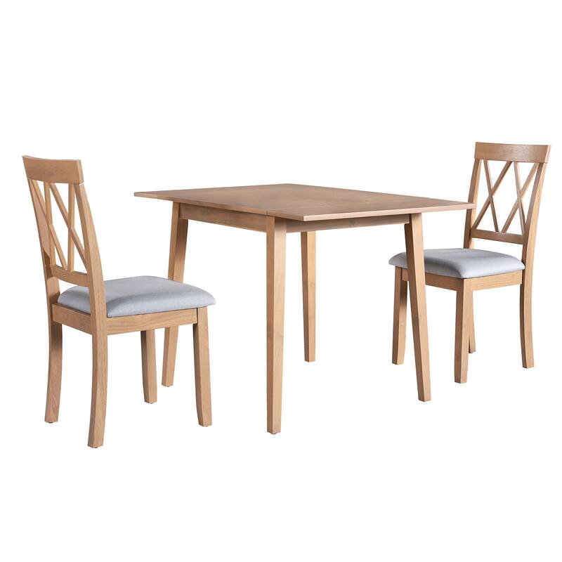 Roomfitters Foldable Dining Table Set, 5 Piece Drop Leaf Kitchen Table with 4 Upholstered Chairs, Space Saving Design