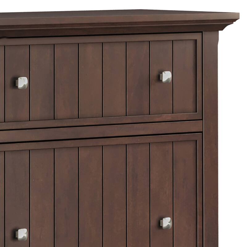 WYNDENHALL Normandy SOLID WOOD 32" Wide Transitional Entryway Shoe Storage Cabinet in Brunette Brown - 12" D x 31.5" W x 43" H