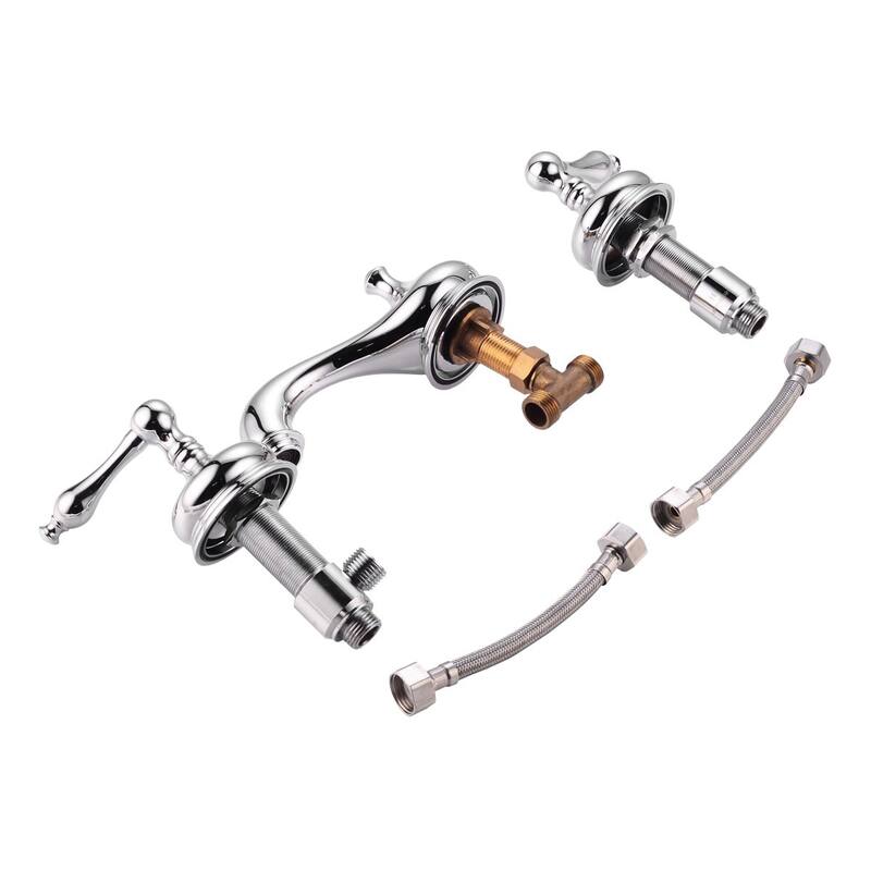 Belle White Porcelain Console Sink with Spindle Legs, Overflow and 8" Widespread Chrome Faucet