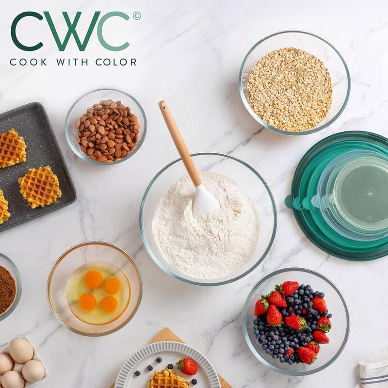 COOK WITH COLOR 12 Pc Glass Nesting Mixing Bowl Set with Lids for Cooking and Prep