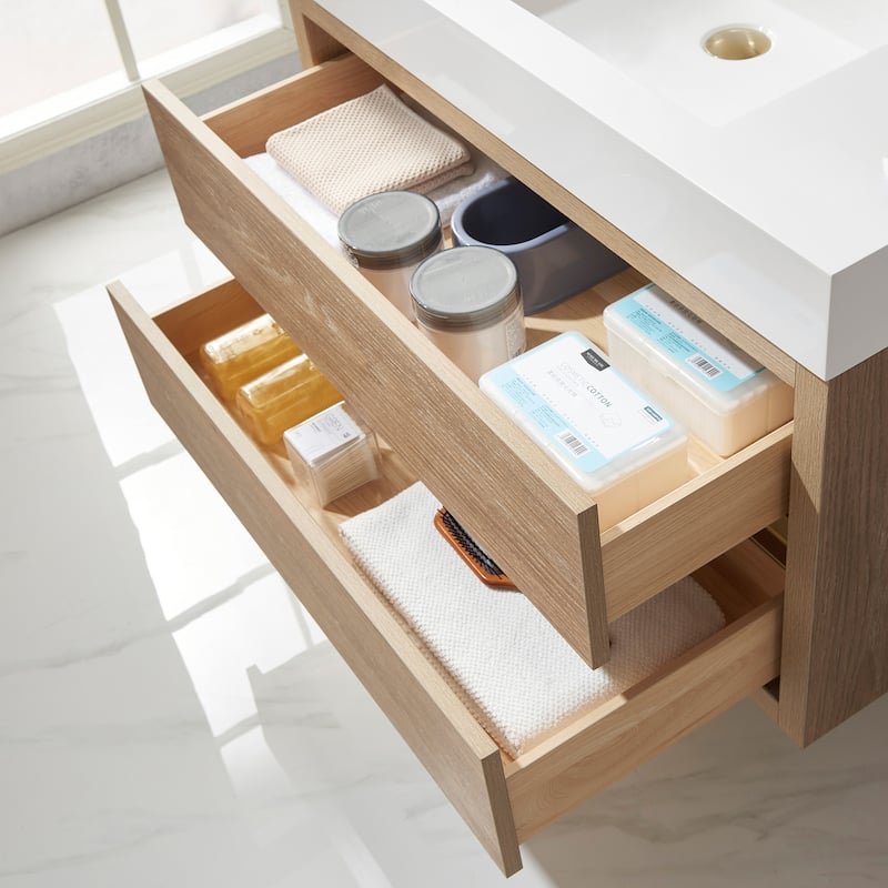 Palencia Single Floating Vanity with White Sink Top without Mirror - 36in.