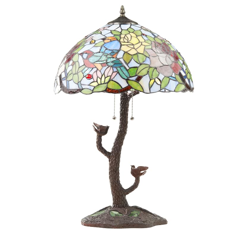 Sophia River of Goods Multi-Color Stained Glass Dome Shade 25-Inch Table Lamp - 16" x 16" x 25" - 16" x 16" x 25" - Blue/Green/Red/Yellow/Brown/Bronze