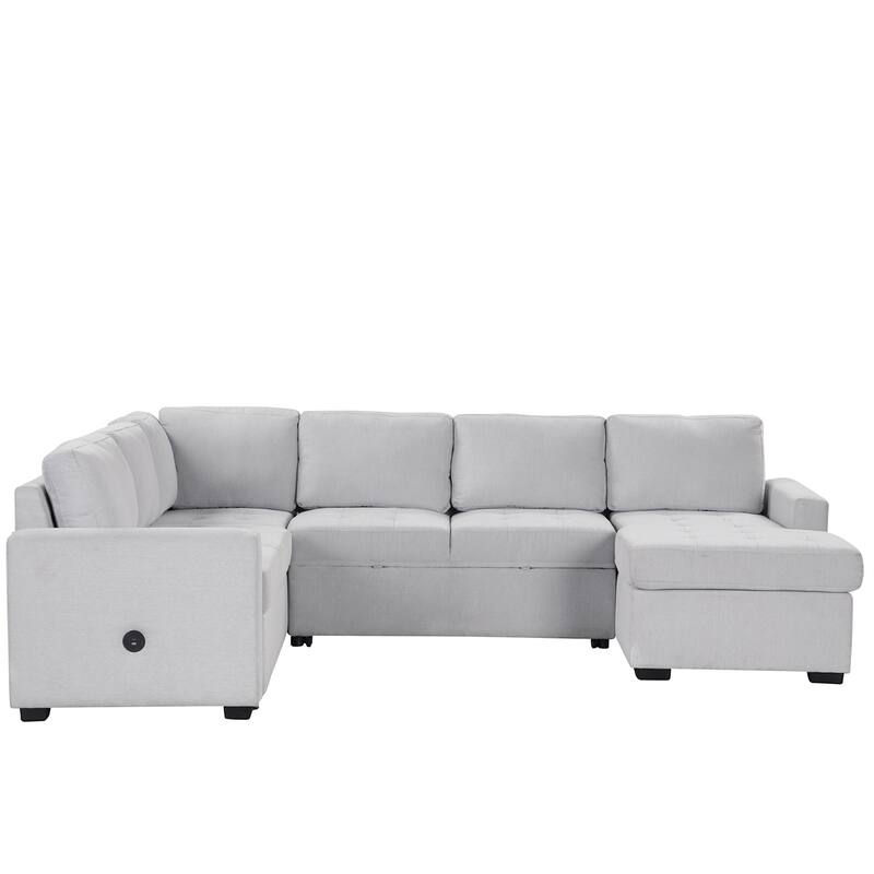 Modular Combination Sofa with Ottoman, USB and Type-C Interfaces