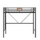 preview thumbnail 5 of 5, Black Twin Size Metal Loft Bed Frame with Stairs & Full-Length Guardrail, Space-Saving Design