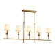 Mid-Century 5-Light Candle White Fabric Linear Island Pendant