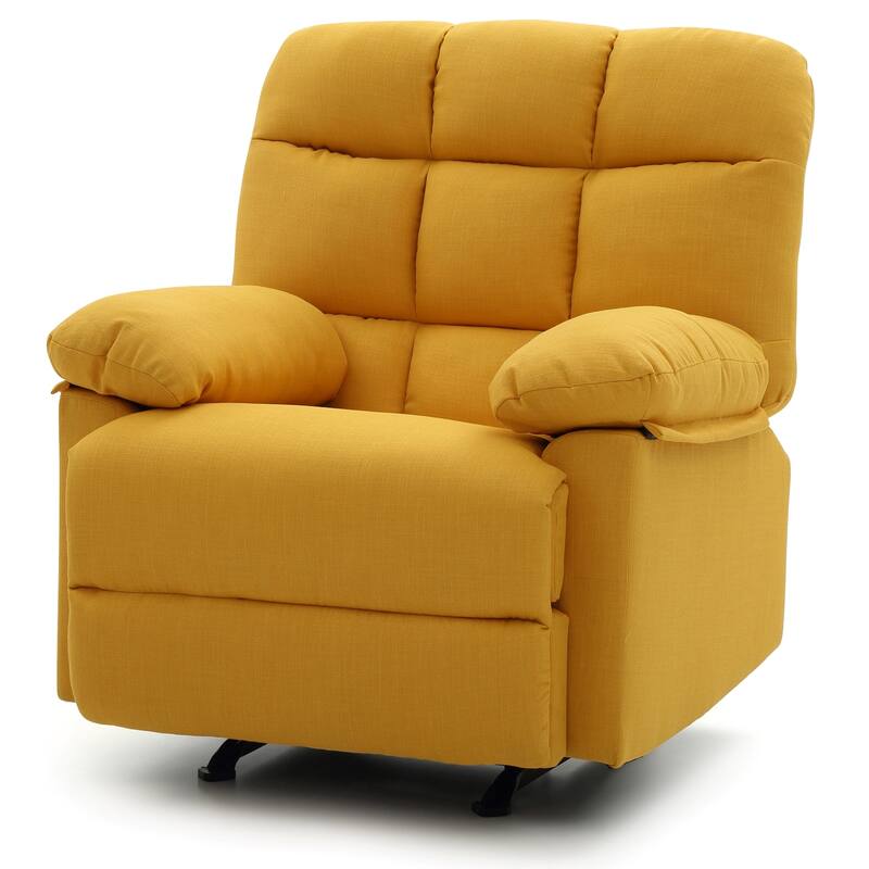 Fabric Upholstered Reclining Chair with Padded Arms - 39" - Yellow