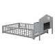 preview thumbnail 35 of 39, Full Size Plywood Montessori Floor Bed with Bookcases, Blackboards, Guard rails, Solid Wood Floor Beds and Storage Headboards