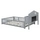 preview thumbnail 7 of 11, Grey Full Size Plywood Montessori Floor Bed with Bookcases and Guardrails
