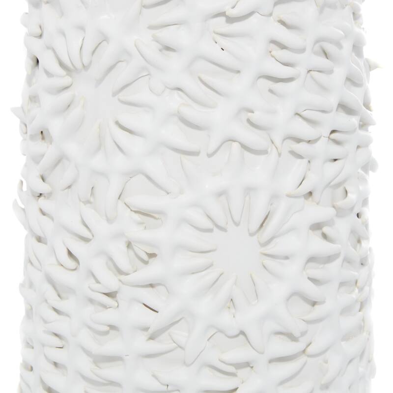 Ceramic Leaf Embossed Decorative Vase - White - Roche River Decor