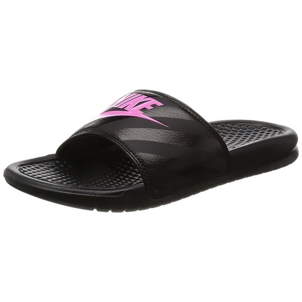 Women's Benassi JDI Black/Vivid Pink Slide Sandal Women's Benassi JDI Black/Vivid Pink Slide Sandal