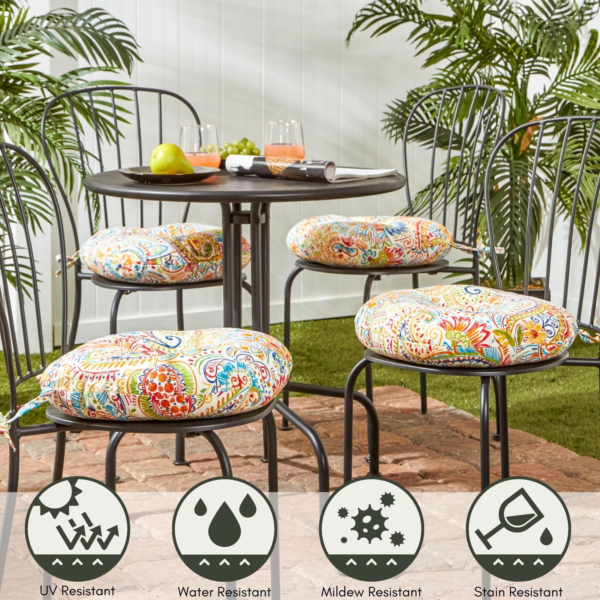 15 inch Round Outdoor Painted Paisley Bistro Chair Cushions Set of 2 On Sale Bed Bath Beyond 22751365