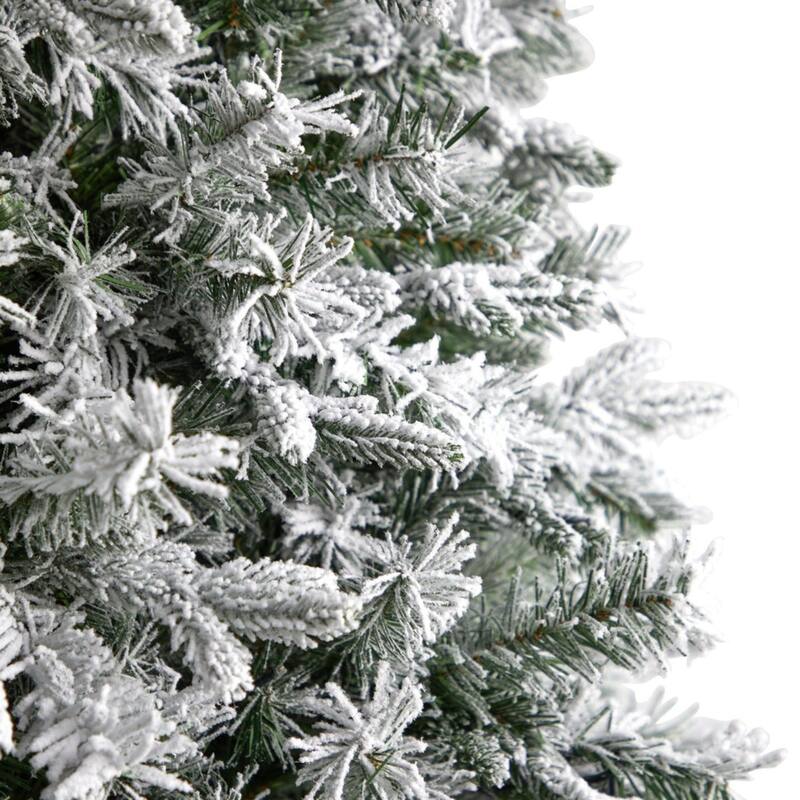 Pre-Lit Flocked Vermont Mixed Pine Artificial Christmas Tree - 9’ - Warm White LED Lights - 9 Foot