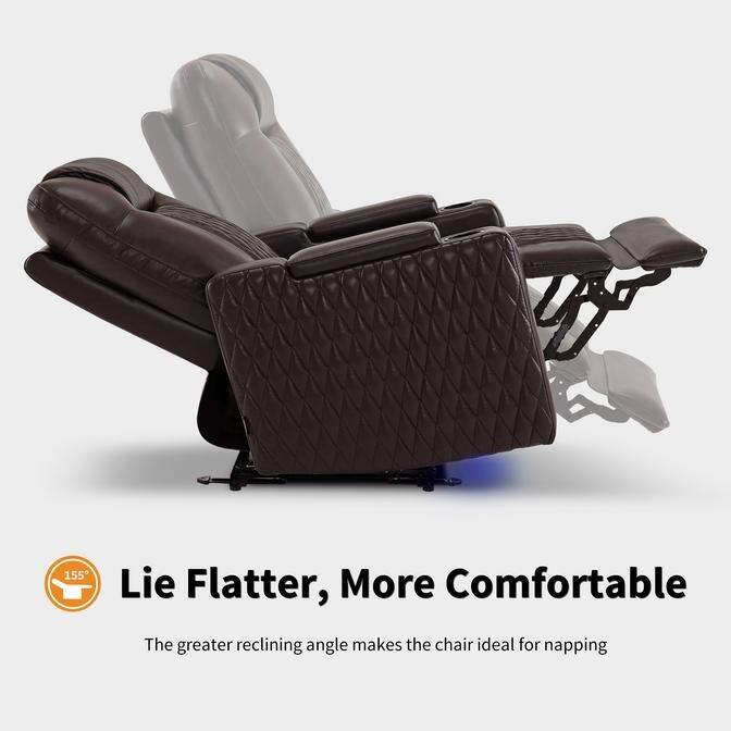 MCombo Power Recliner Chair with Adjustable Headrest, USB & Type C Port, LED Light HTS401