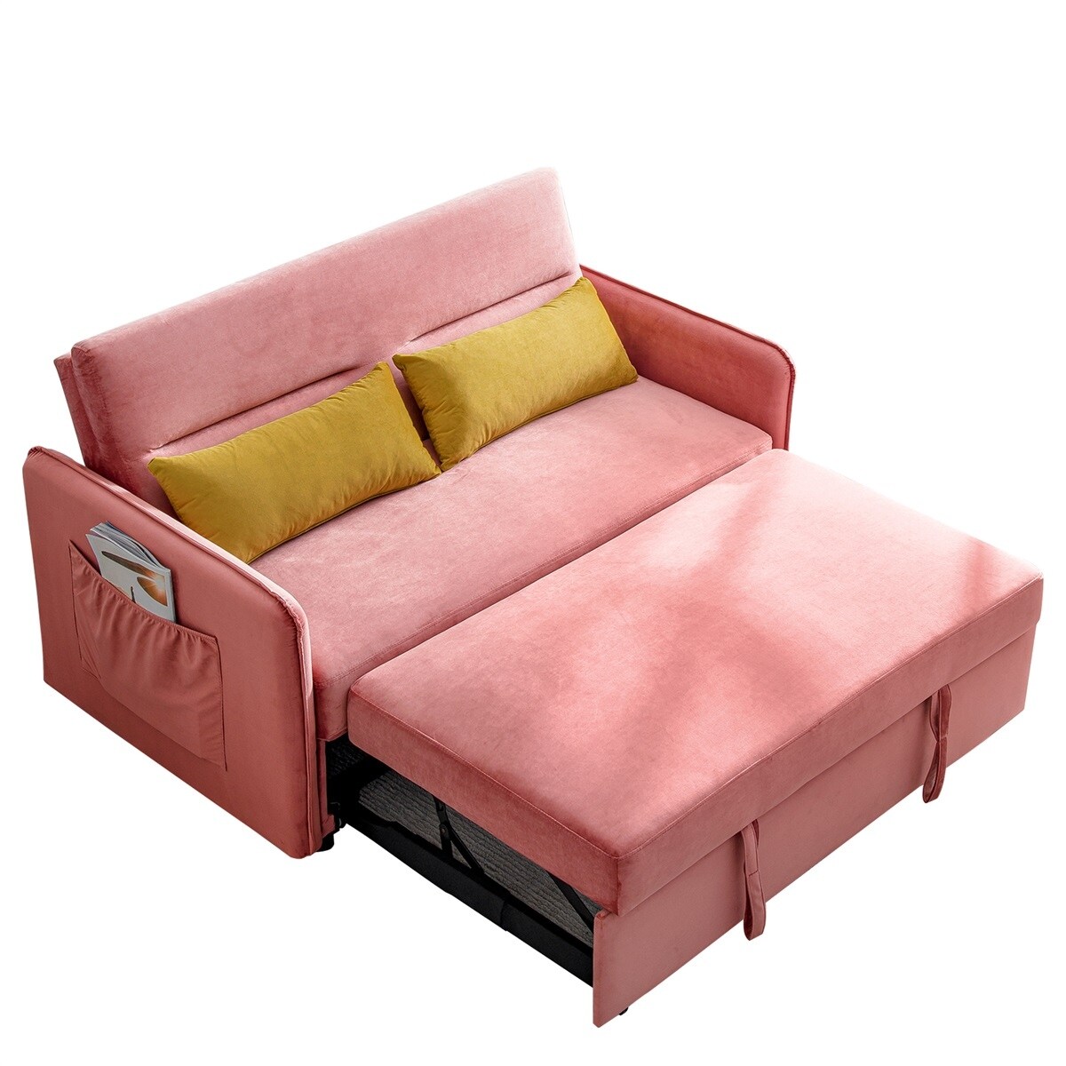 Merax Small Compact Soft Velvet Sleeper Sofa Bed With Pull Out Bed And 2 Lumbar Pillows Overstock 31769426 We have many pink sofa shades from which to choose. overstock com