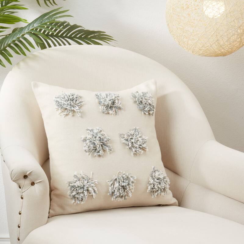 Fuzzy Fun Pom Pom Throw Pillow