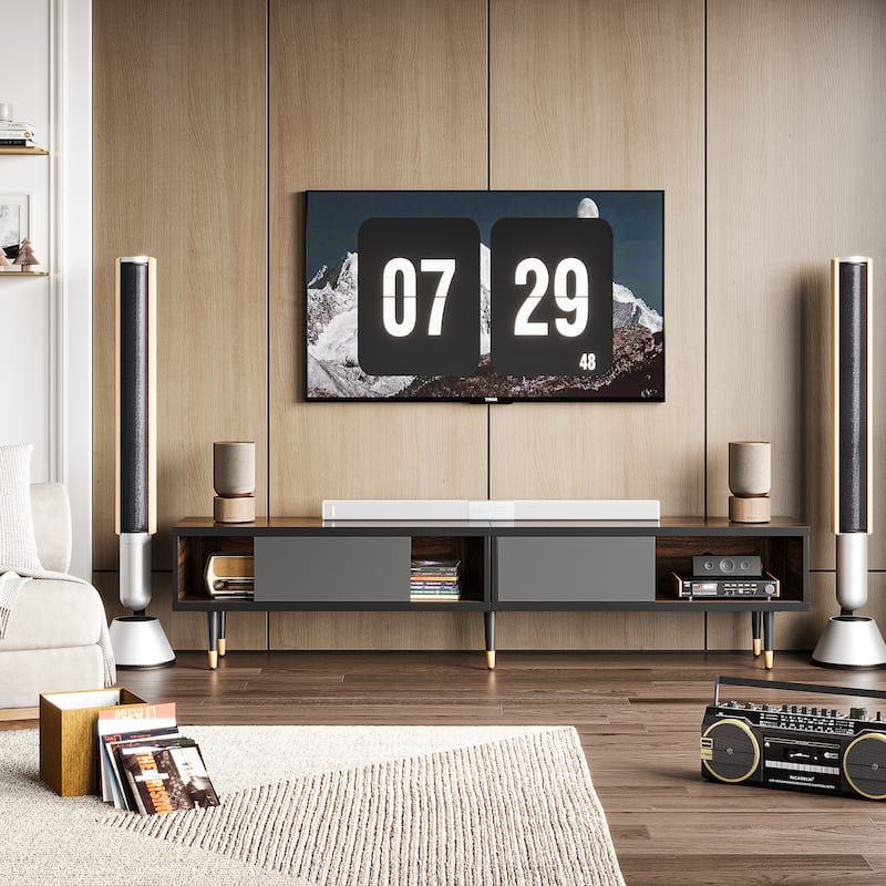 Modern TV Stand up to for 85 inch TVs Entertainment Center with Storage - 80 inch