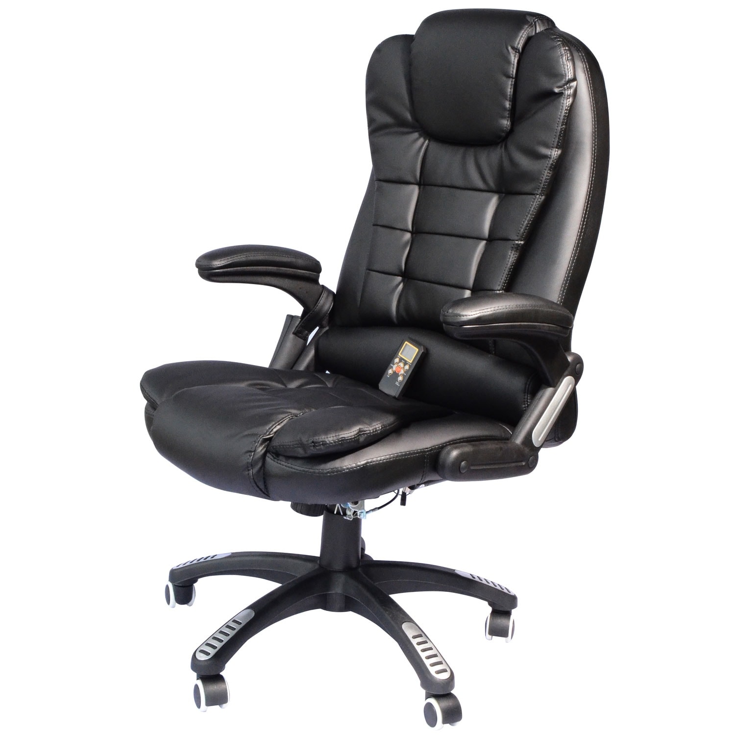 6-Point Vibration Massage Office Chair High Back Faux Leather wWheel Footrest 