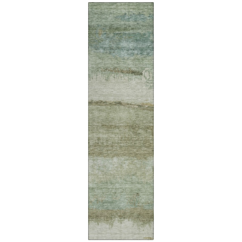 Machine Washable Indoor/Outdoor Watercolor Ombre Chantille Rug