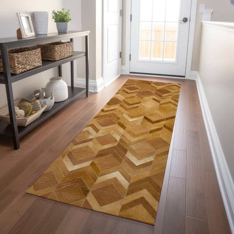 Premium Washable Super Soft Chevron Patchwork Mayfield Rug - Brown - 2' 3" x 7' 6" - Runner