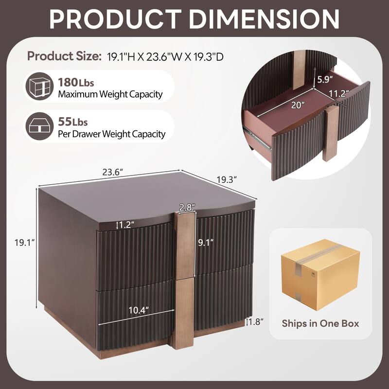 Christopher Knight Home - Lunera Modern Storage Nightstand with Fluted Design and Heavy Duty Base