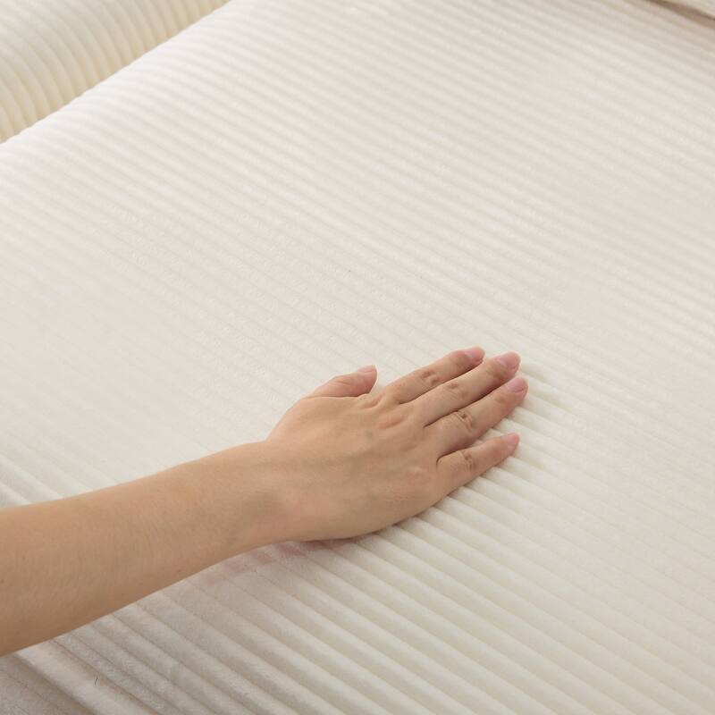 U-Shaped Modular Sectional Sofa with 2 Ottomans, Oversized Corduroy Upholstered Cloud Sofa, 4-Seater Sofa with 2 Throw Pillows