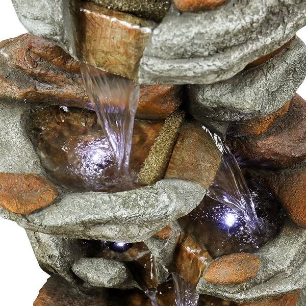 30inch H Outdoor Water Fountain w/LED Lights Water Feature for Home