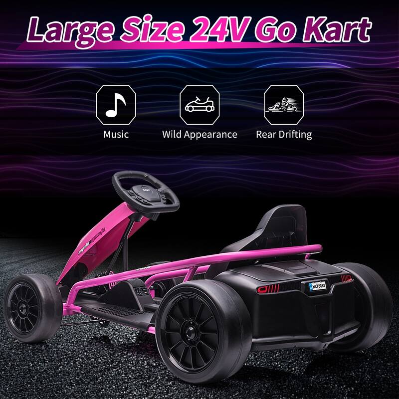 24V Electric Dual 300w Motors Go Kart Ride on Car Toy for Kids, White