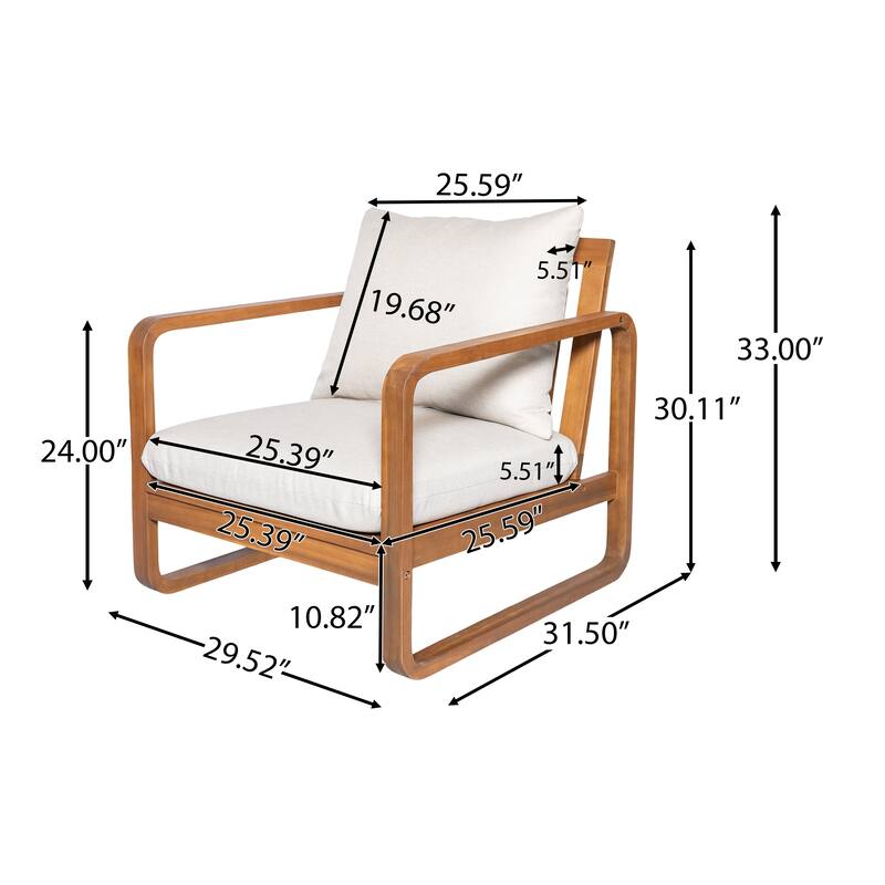 Christopher Knight Home - Outdoor Acacia Wood Lounge Chair with Cushions
