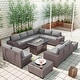preview thumbnail 1 of 125, Kullavik 13 Pieces Outdoor Patio Furniture Set with Fire Pit Table w/ Wide Armrests