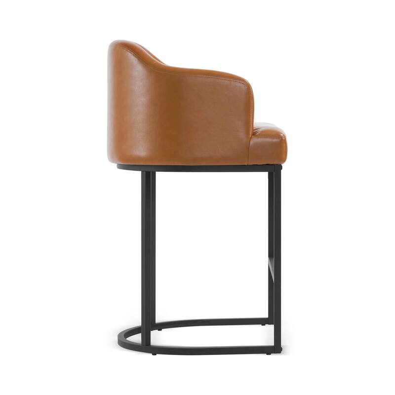 26 in. Bar Stools Upholstered Counter Stools Modern Low Back Metal Kitchen Island Stools - 22.7" W x 21" D x 35.2" H