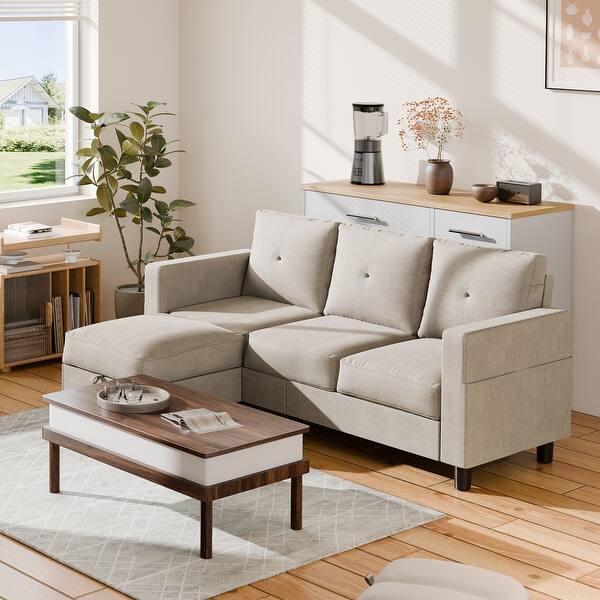Futzca Modern L-shaped Convertible Sectional Sofa w/ Reversible Chaise