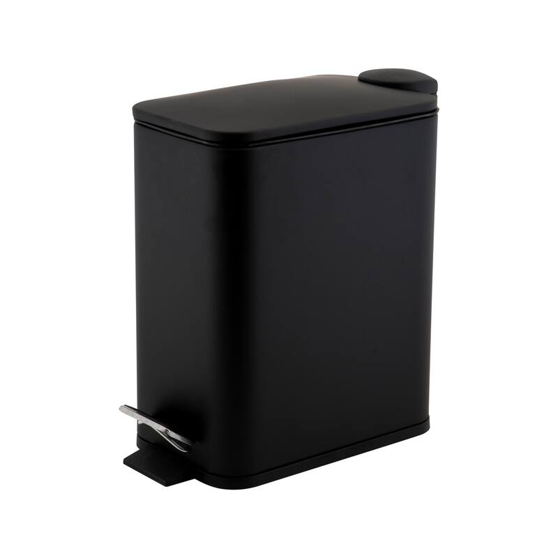 Simplify Slim Rectangular 5 Liter Pedal Trash Bin with Soft Close Lid - 11" x 5.50" x 11.4"0 - Black