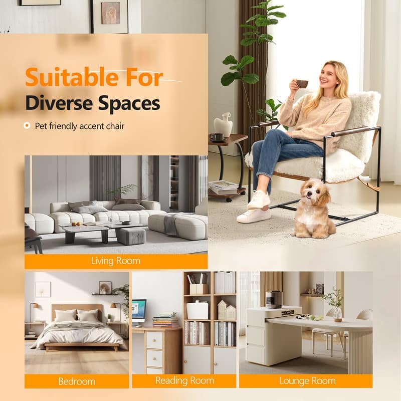 Lazy Chair - Rubber Wood Arms, Iron Frame (Living Room/Bedroom)