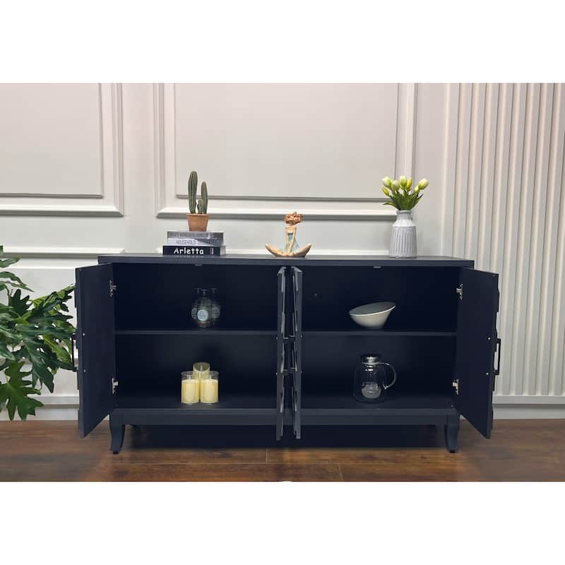 Stronger Vintage Style Buffet Cabinet, Lacquered Accent Storage 4 Door Wooden Cabinets